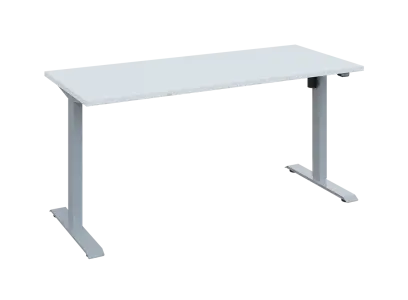 Flexi 27-16 výškově nastavitelný stůl, kovová podnož stříbrná, deska 25 mm, široký 1600 mm, bílá